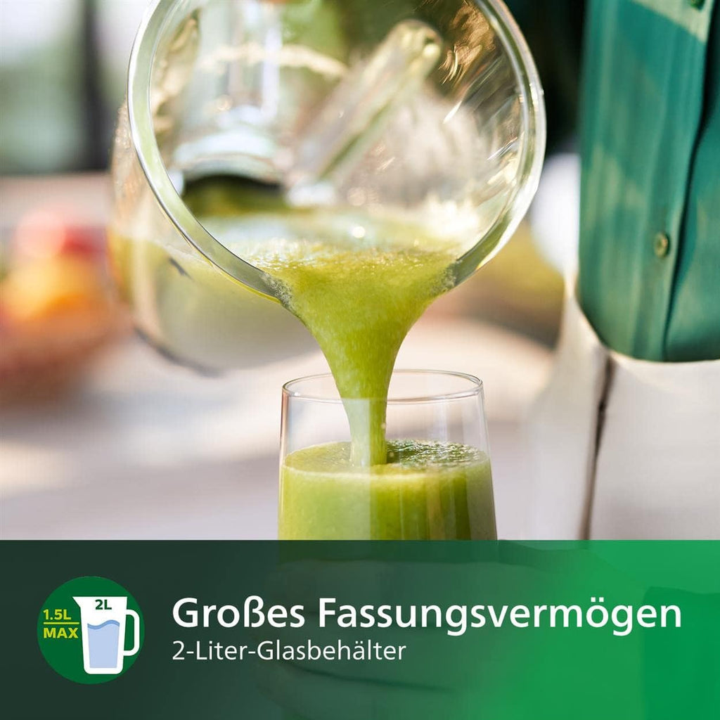 Philips Frullatore da tavolo e per smoothie – 1000 W, caraffa in vetro da 2 litri, app HomeID, velocità variabile, ProBlend Crush, bicchiere da viaggio (HR3573/90)