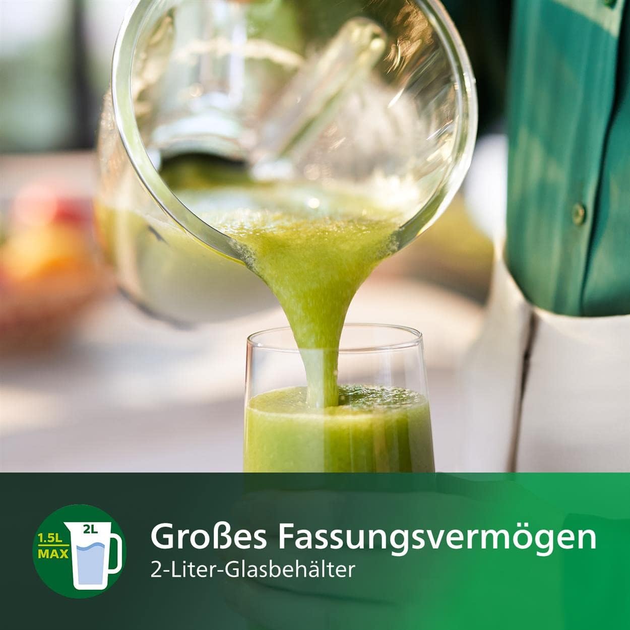 Philips Frullatore da tavolo e per smoothie – 1000 W, caraffa in vetro da 2 litri, app HomeID, velocità variabile, ProBlend Crush, bicchiere da viaggio (HR3573/90)