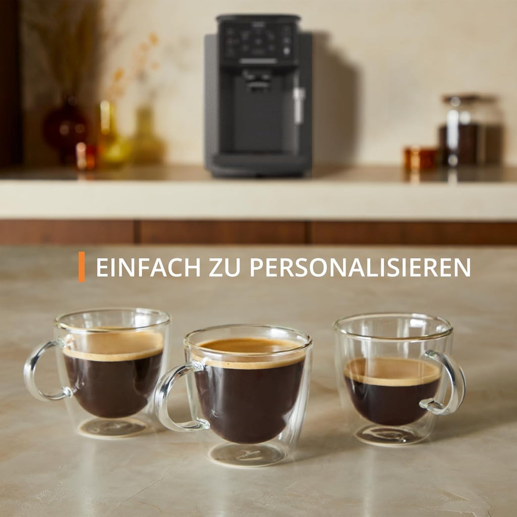 Krups Sensation Macchina da Caffè Automatica, Lancia Vapore, 5 Bevande, Funzione Caffè Filtro, Funzione 2 Tazze, Caffettiera, Nero, EA910810