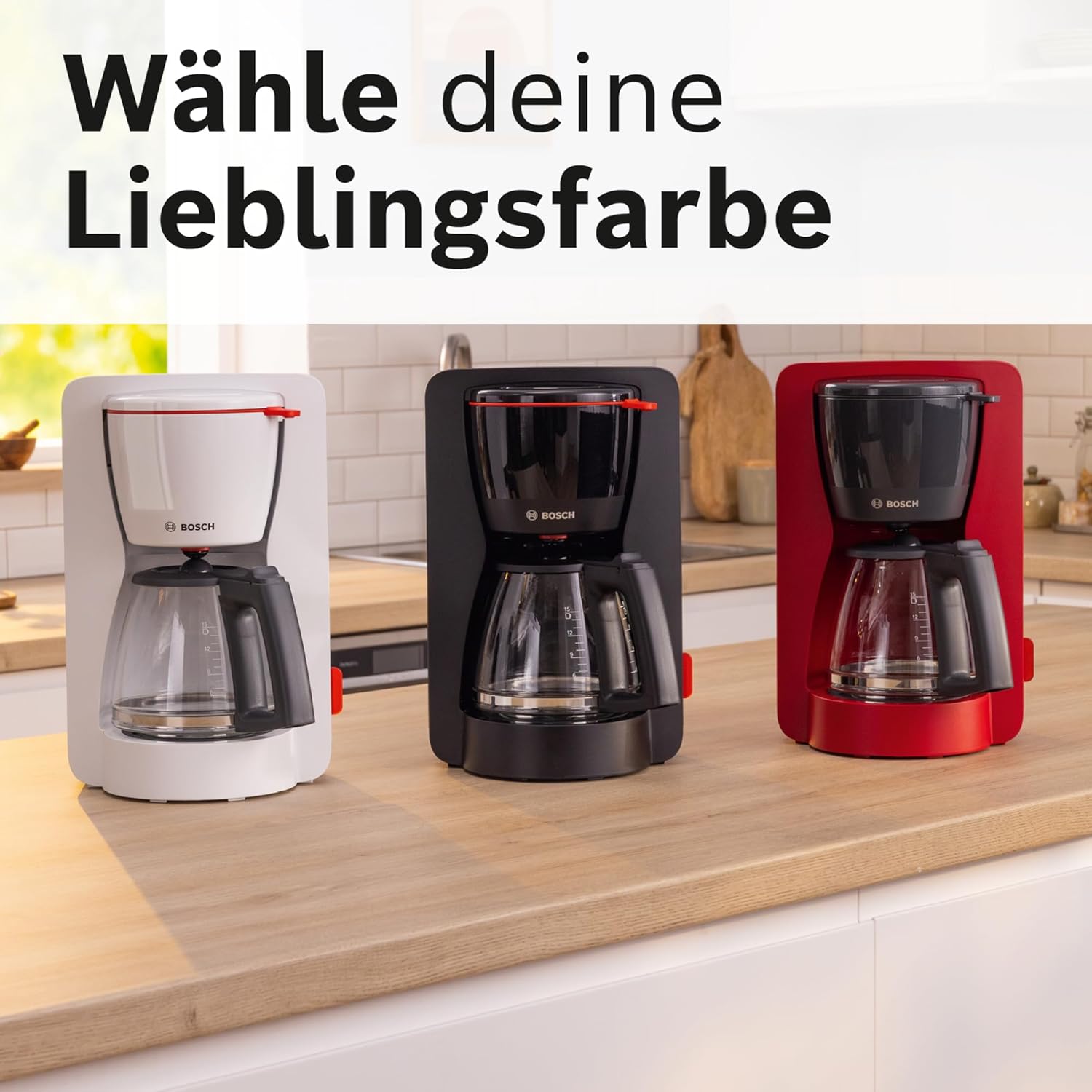 Bosch Filterkaffeemaschine MyMoment TKA3M134, Thermokanne 1 L, für 8-12 Tassen, Tropfstopp, schwenkbarer Filtertrger, Entkalkungsprogramm, abnehmbarer Wassertank, 1200 Watt, Schwarz matt