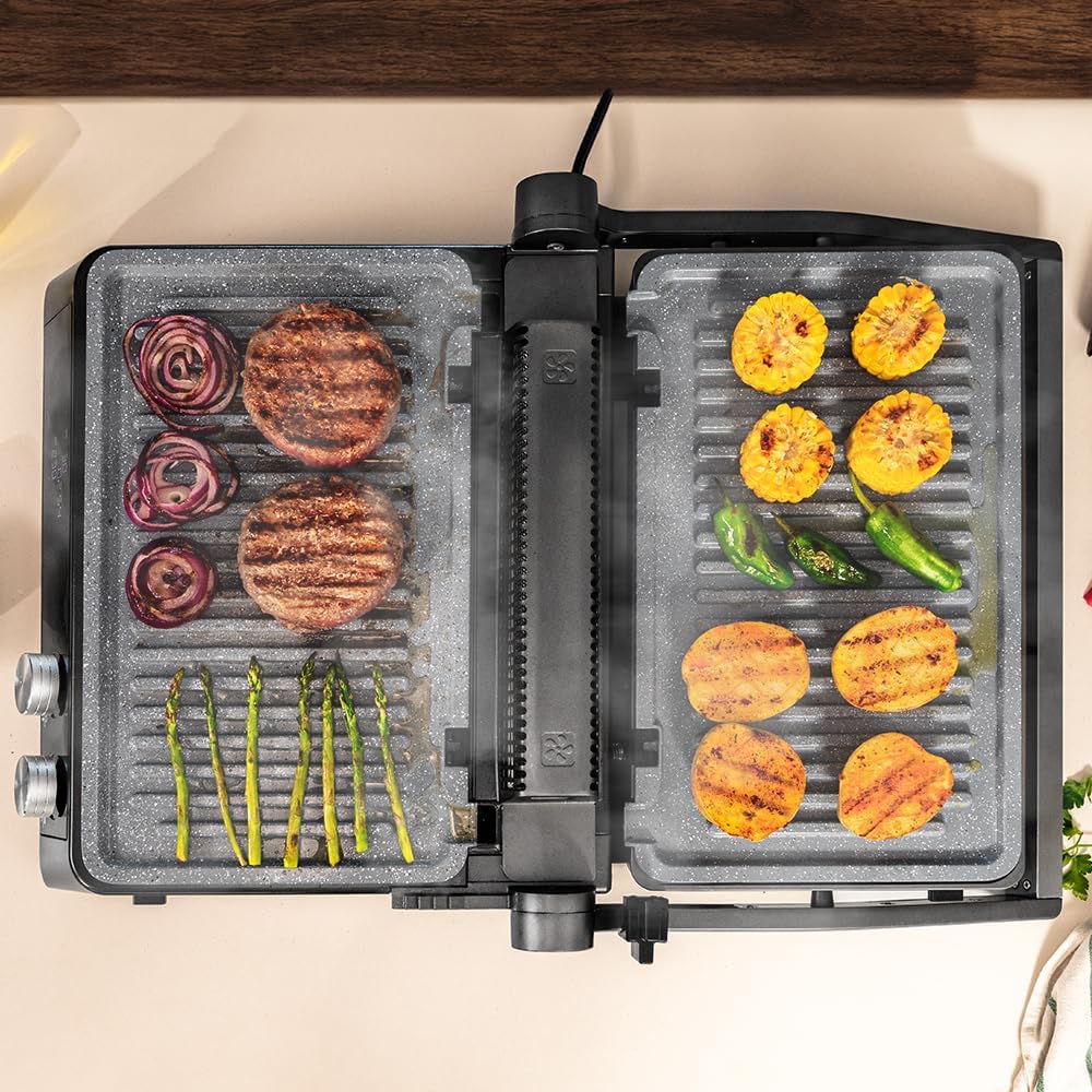 Cecotec Elektrogrill mit abnehmbaren Platten Rockn'Grill Bistro. 2400W, Rauchfreies und gesundes Kochen, Touch-Steuerung, Platten mit unabhängiger Temperaturregelung, inklusive Temperatursonde.