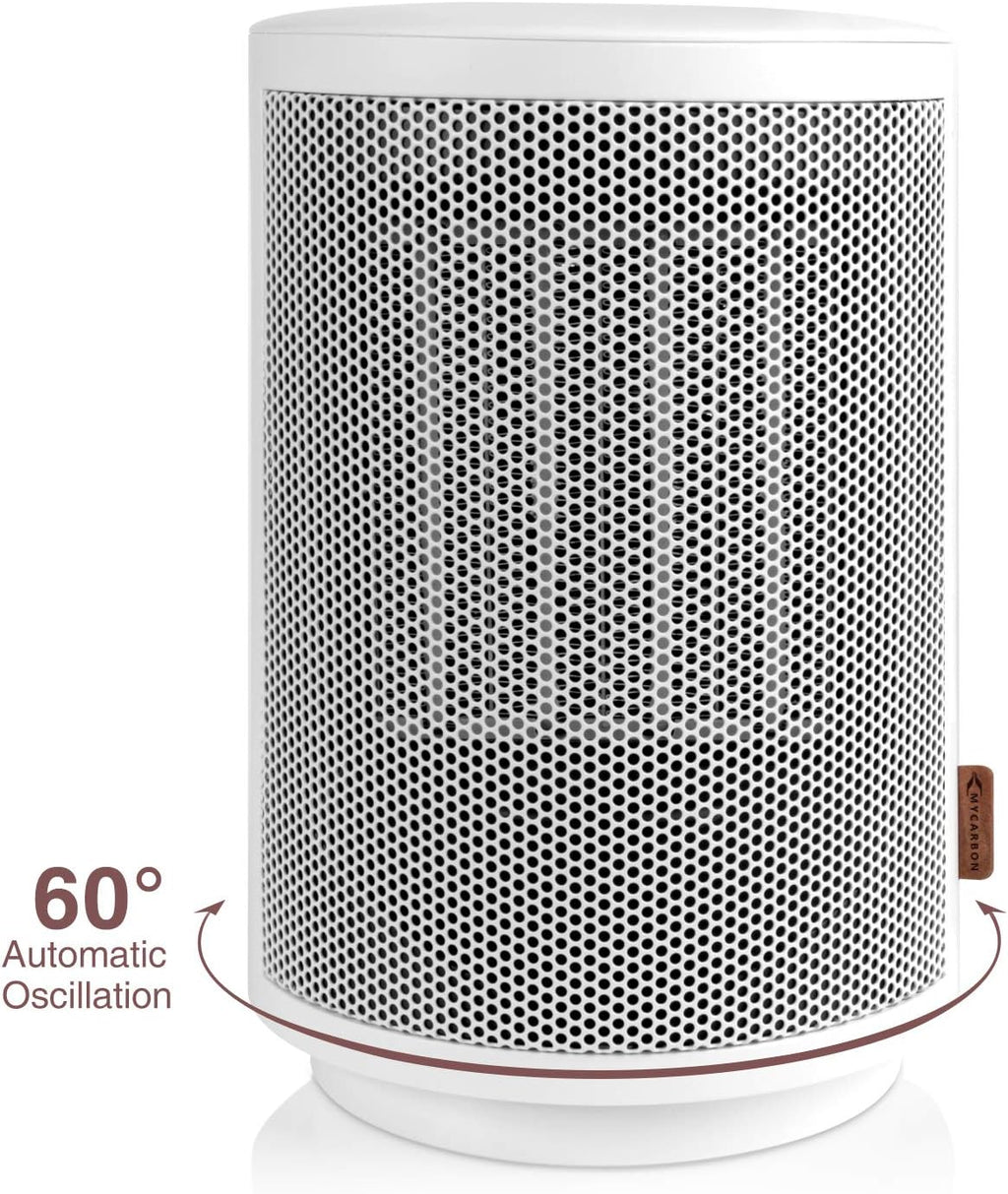 MYCARBON Stufetta Elettrica Bagno 900W/1500W Termoventilatore Basso Consumo Silenzioso con Termostato 8H Timer Oscillazione 60° Protezione Antiribaltamento e Surriscaldamento, Stufa Elettrica in Ceramica per Bagno Soggiorno