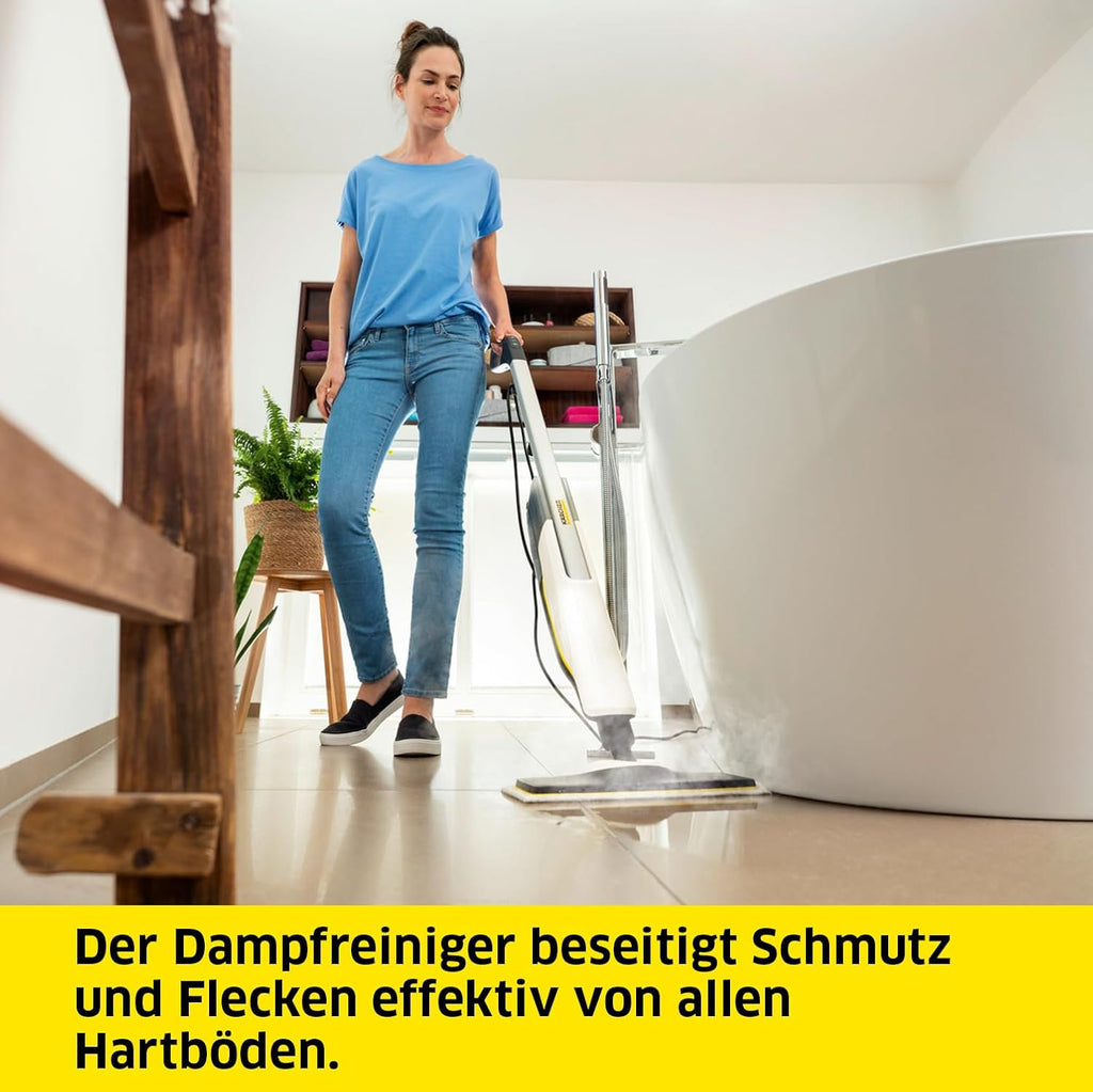 Krcher Dampfreiniger SC 3 Upright EasyFix, Aufheizzeit: 0,5 min., Flchenleistung: ca. 60 m, Tank: 0,5 l, Heizleistung: 1.600 W, mit Bodendüse, Bodentuch, Teppichgleiter, Entkalkungskartusche