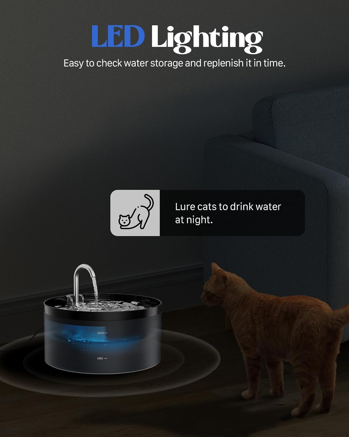 GIOTOHUN Fontana per Gatti a Forma di Rubinetto, 3.2L Fontana d'Acqua per Gatti, Pompa dell'Acqua Super Silenziosa, Filtra i Peli, Facile Smontaggio, 6 Filtri + 3 Filtri in Schiuma