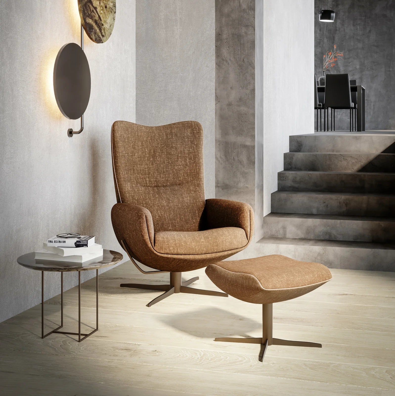 Poggiapiedi per poltrona lounge Jori Time-Out JR-4320, poltrona moderna a orecchioni, poltrona relax
