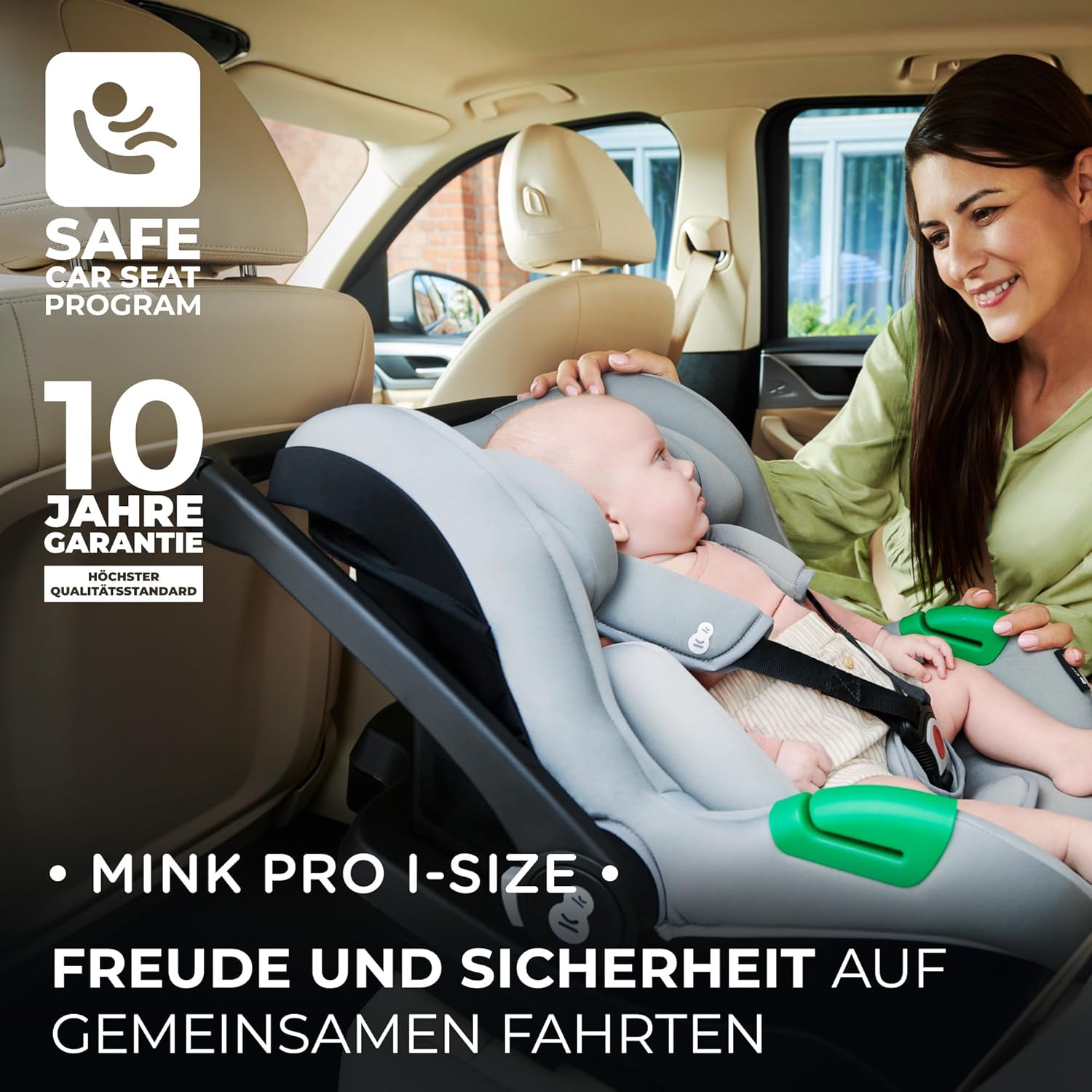 Kinderkraft NEWLY Kinderwagen 3 in 1, Komplettset bis 22 kg, Kindersitz I-Size 40-75 cm im set, Kombikinderwagen mit Fußsack, wasserfestes Verdeck mit UPF50+, Zusammenklappen, Liegeposition, Beige