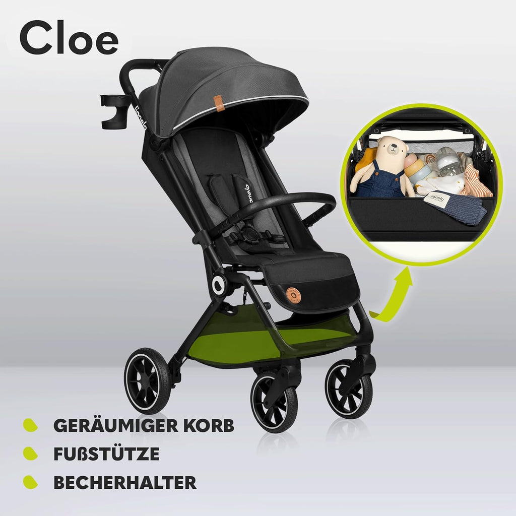 LIONELO Cloe Passeggino Pieghevole fino a 22 kg, Schienale Regolabile Funzione Nanna, Imbracatura a 5 Punti Grandi Ruote Girevoli Zanzariera Porta Bicchieri Leggero Compatto Impermeabile