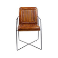 Sedia da pranzo della serie Diner in pelle di bufalo color cognac - Base a croce con braccioli
