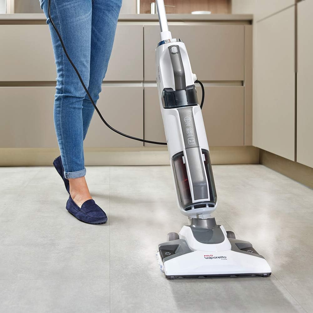 POLTI Vaporetto 3 Clean PTEU0295, Dampfsauger, ttet und beseitigt 99,9%* der Viren, Keime und Bakterien, Weiss, 1800 W