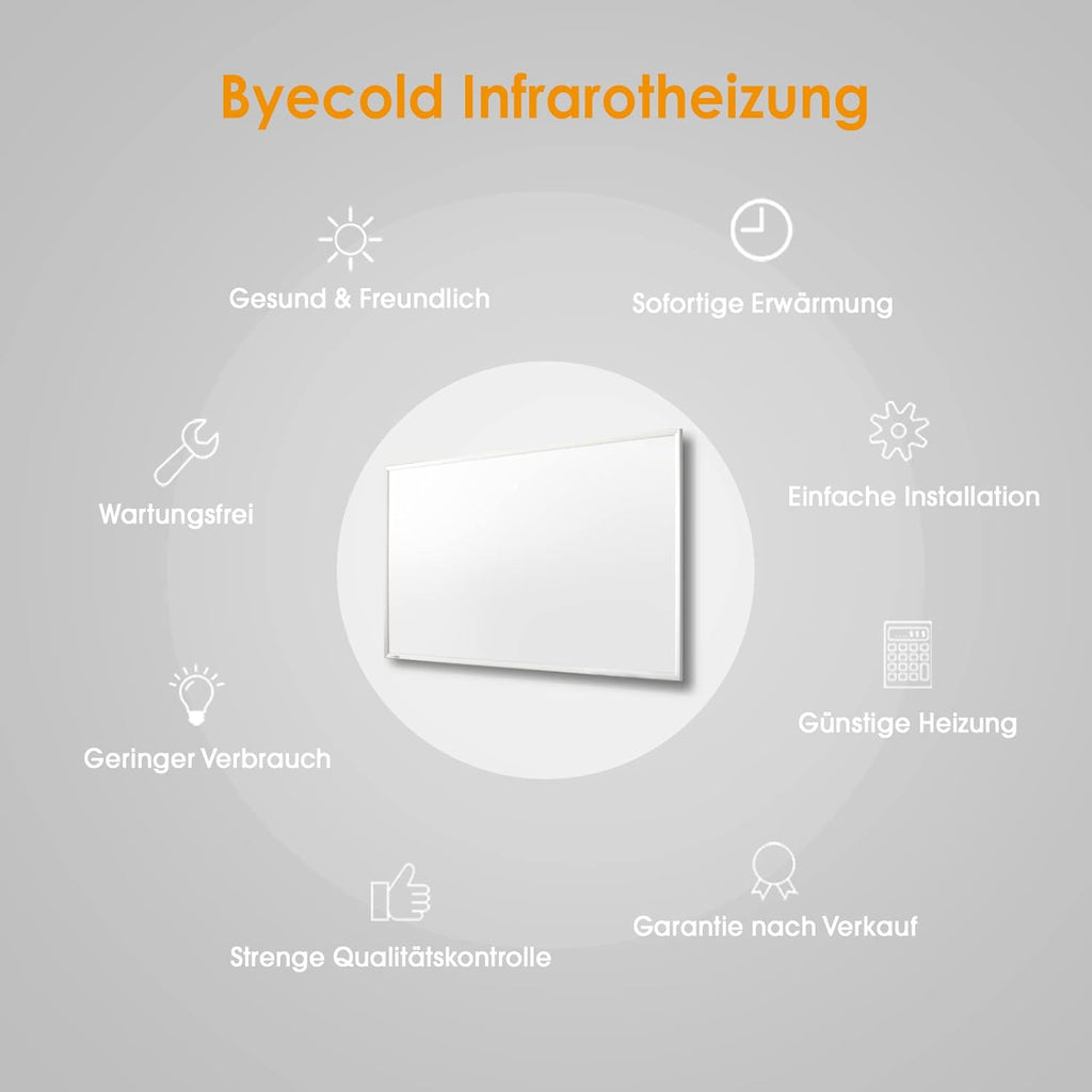 Byecold Riscaldatore a Infrarossi da Pavimento con Piedini 300 Watt, Riscaldamento Elettrico a Infrarossi, Termosifone, Pannello Radiante, Risparmio Energetico, Protezione da Surriscaldamento