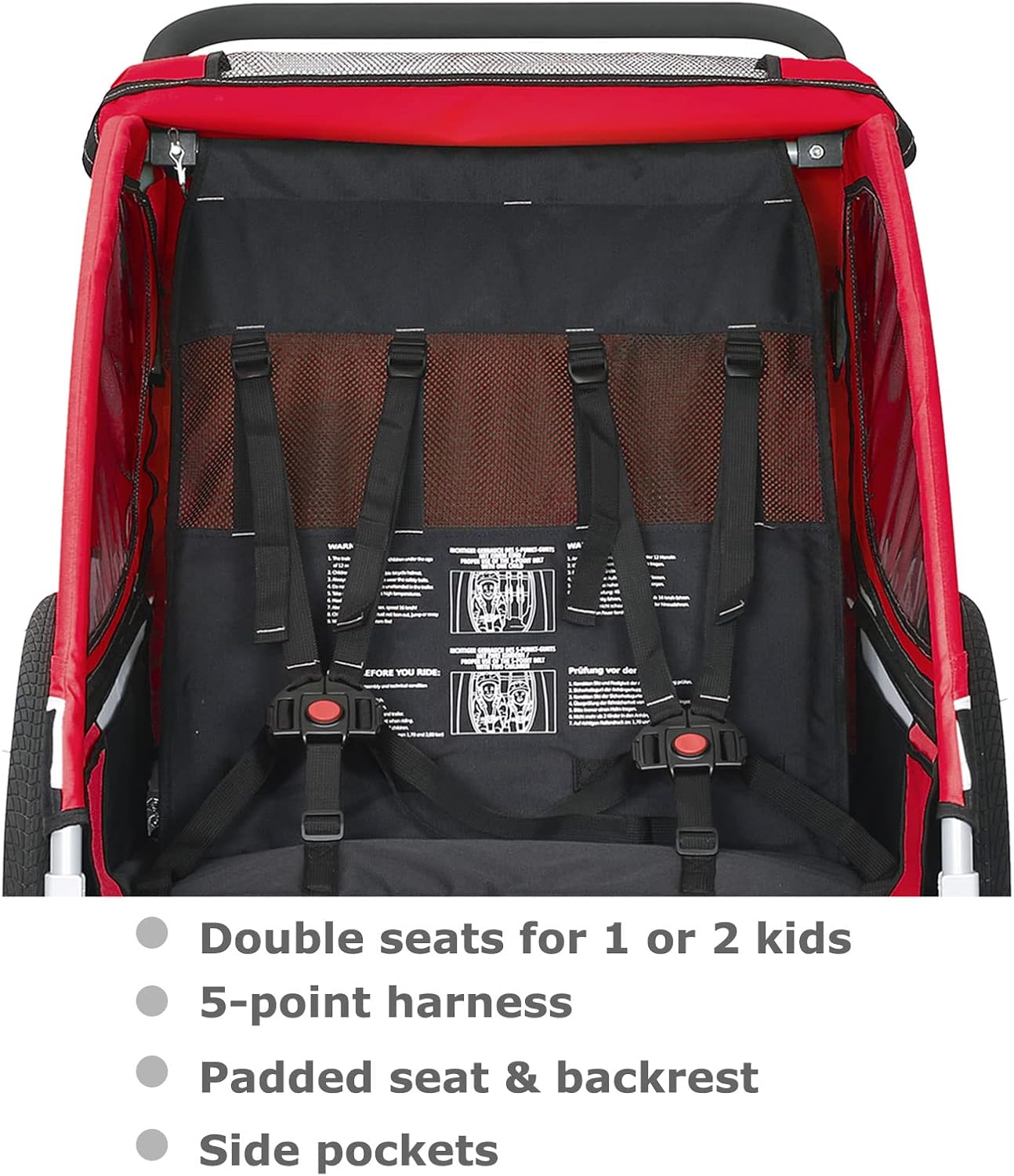 Tiggo S2 Rimorchio per Bambini con Sospensioni Jogger 2 in 1 Passeggino Bicicletta Rimorchio Girevole a 360°