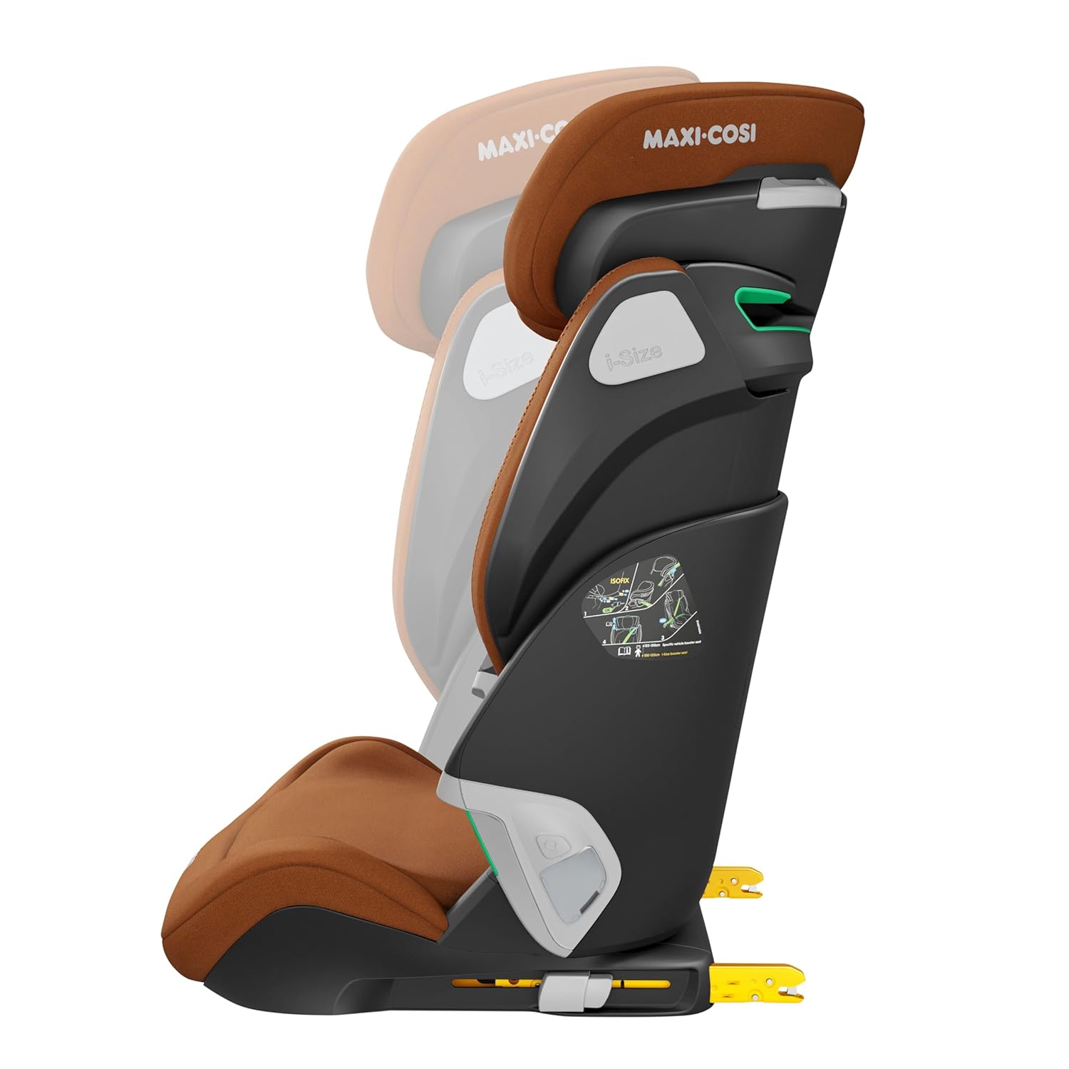 Seggiolino Auto Maxi-Cosi Kore Pro i-Size, 3.5–12 Anni, 100–150 cm, Luce ClickAssist, Altezza/Larghezza Regolabili, Sistema di Protezione Laterale+, Authentic Cognac