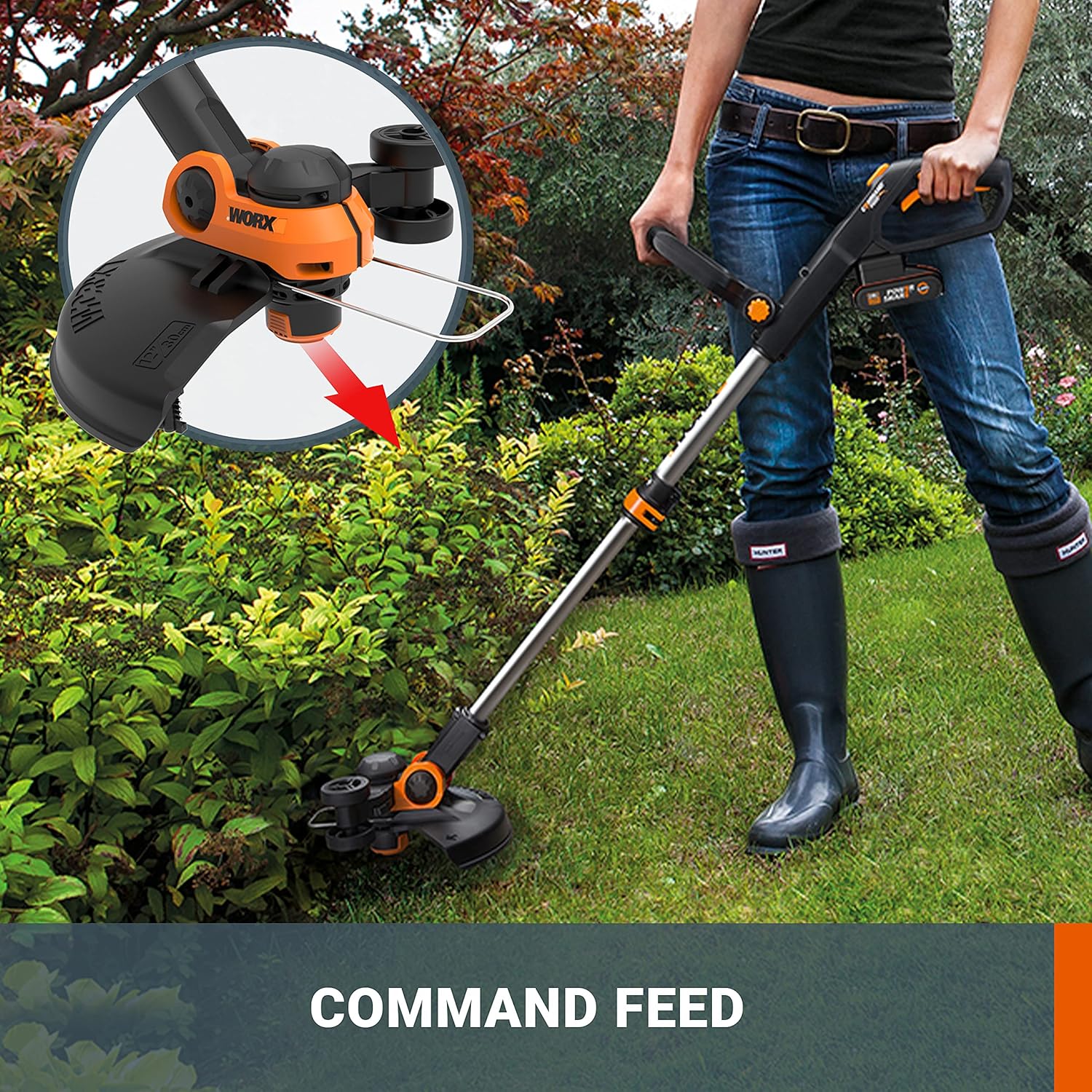 WORX WG163E Akku Rasentrimmer 20V & WG547E.9 Akku-Laubbläser Turbine 20V - höhe Leistung mit Turbinen-Technologie
