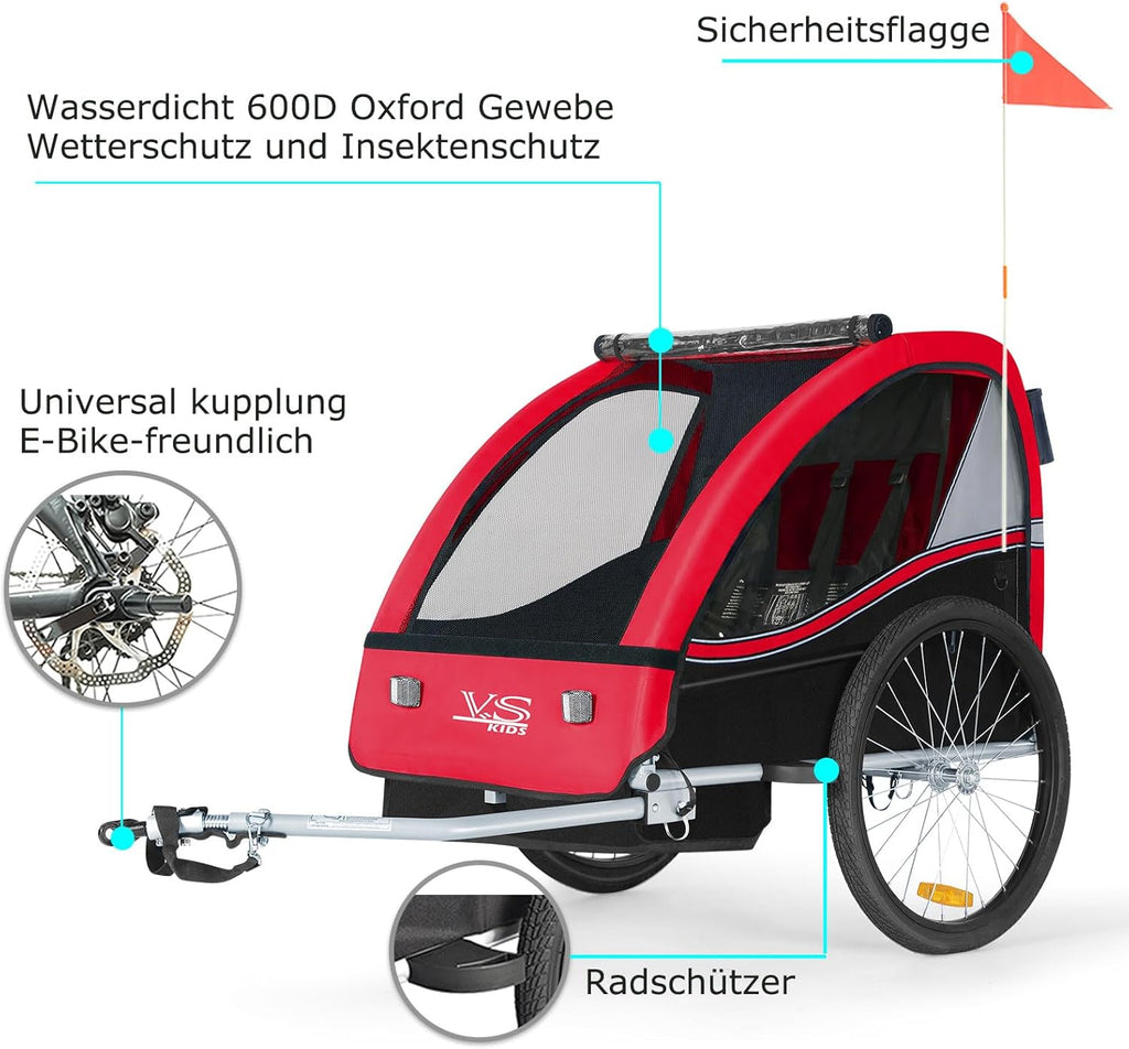 Tiggo VS 2 in 1 Rimorchio per bambini Rimorchio per bici Rimorchio con set passeggino Jogger 50202