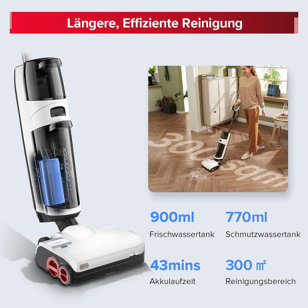 roborock Dyad Pro Aspirapolvere Lavapavimenti senza fili, 17000Pa, asciugatura automatica e autopulente, controllo tramite APP, doppio serbatoio dell'acqua per pavimenti duri