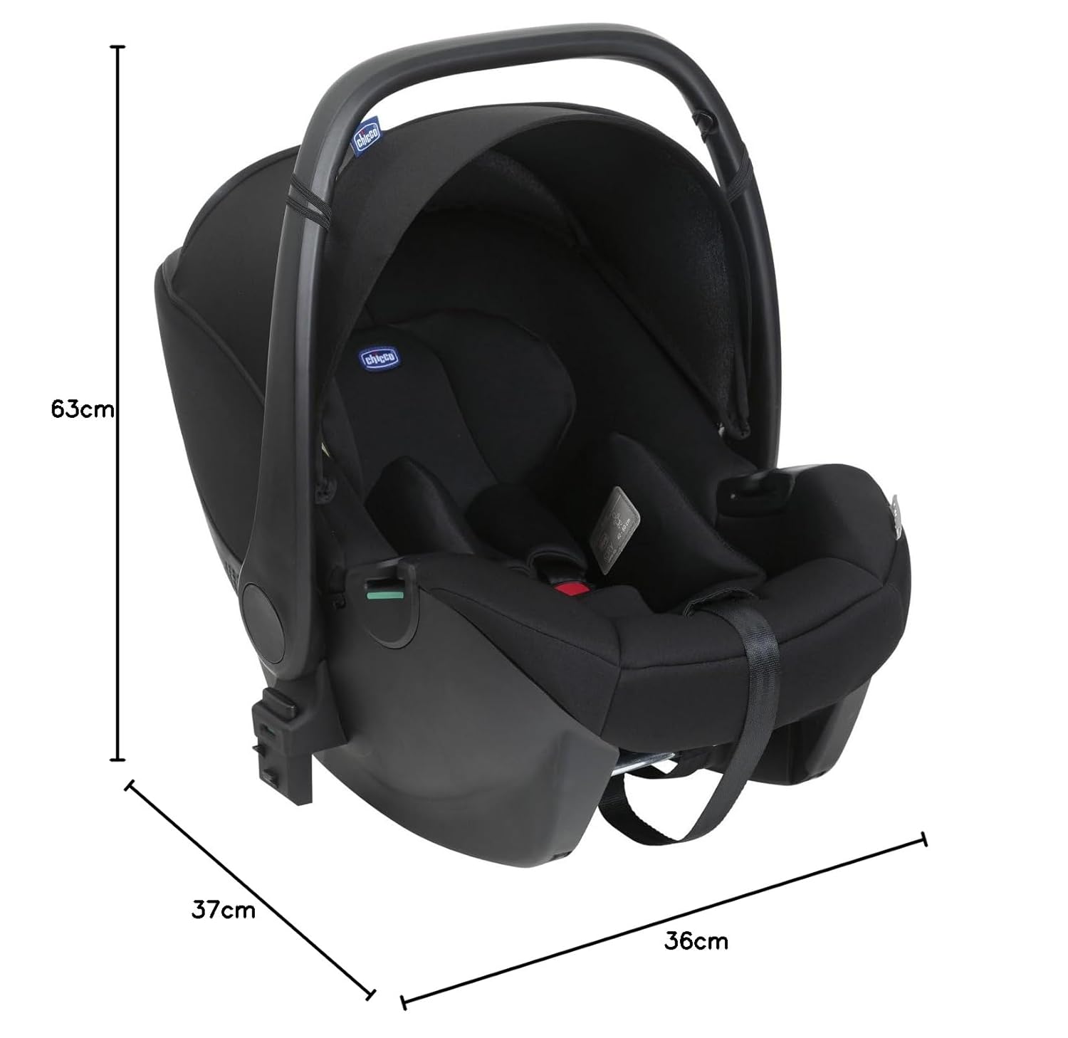 Chicco Kory Essential I-Size Autositz von 40 cm bis 85 cm, Gruppe 0+ für Babys, zugelassen nach ECE R129/03 , einfach zu montieren, 90° drehbar