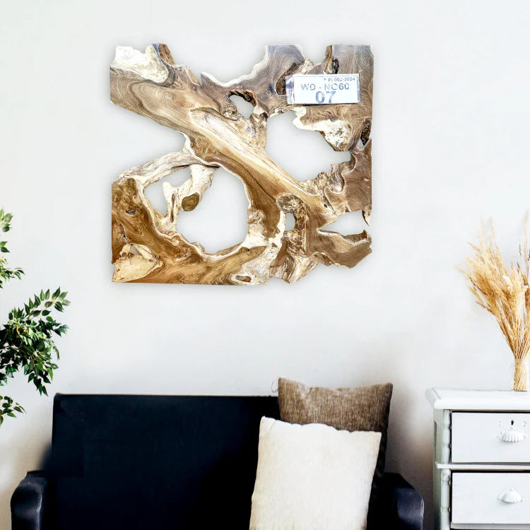 Pannello murale NAGA 60 cm x 60 cm in legno di teak