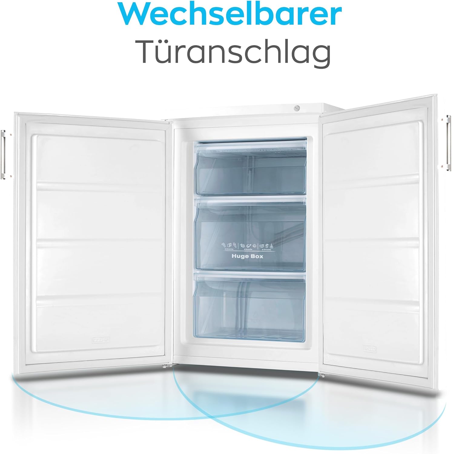 Congelatore Heinrich 61 litri -18°C, 3 cassetti congelatore, regolatore temperatura a 7 livelli, Airflow, porta reversibile, bianco