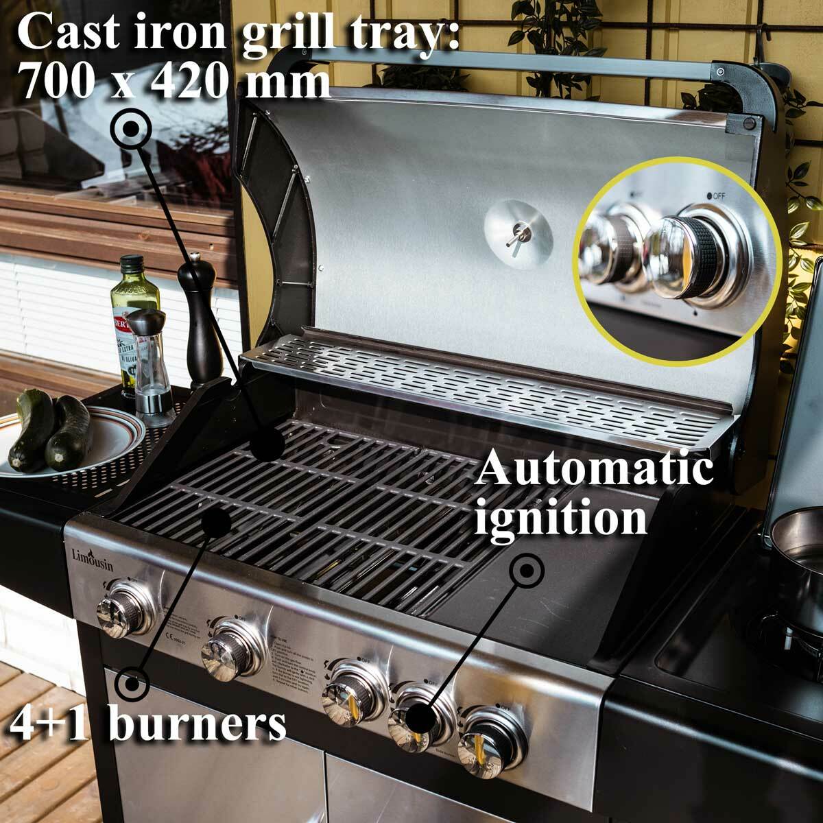 Limousin Barbecue a gas Royal 4+1 Inox