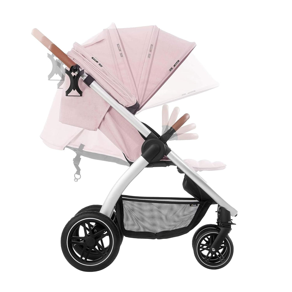Hauck Uptown Passeggino Melange Rose – Passeggino per ogni terreno, seduta extra large, posizione nanna, ruote in gomma, sospensioni, compatto e facile da piegare, con parapioggia
