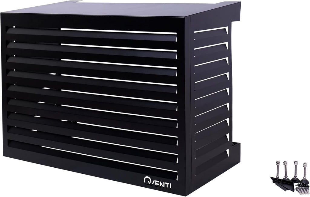 Copertura Qventi per condizionatore - Antracite/Grigio - Alluminio - Griglia di protezione - Rivestimento - Facile montaggio - Taglia S - Dimensioni esterne (LxPxH): 100 x 50 x 75 cm