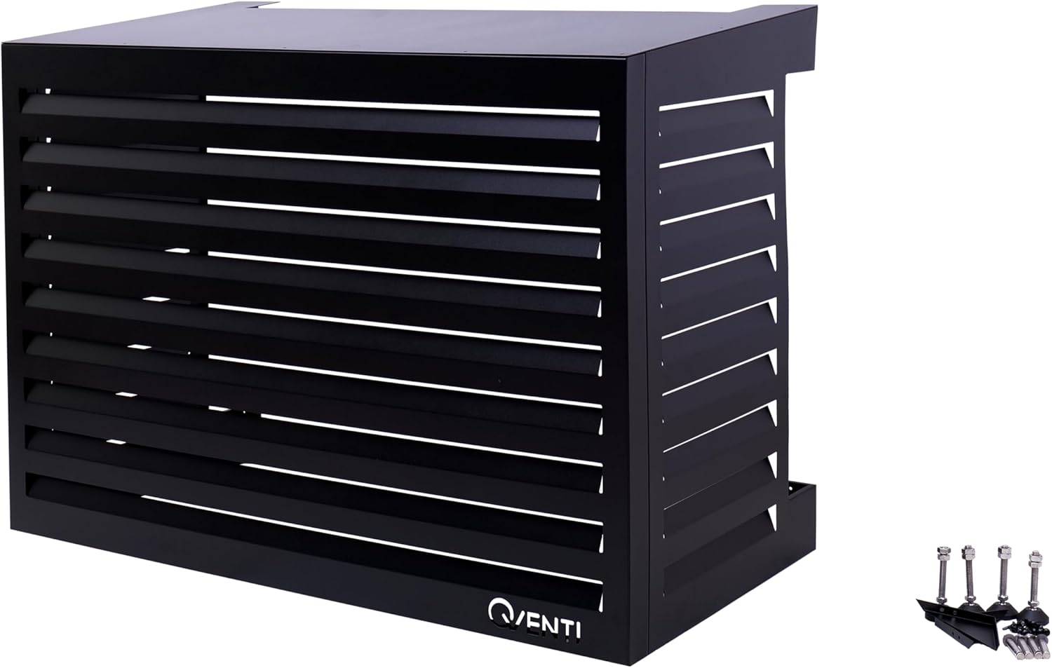 Copertura Qventi per condizionatore - Antracite/Grigio - Alluminio - Griglia di protezione - Rivestimento - Facile montaggio - Taglia S - Dimensioni esterne (LxPxH): 100 x 50 x 75 cm