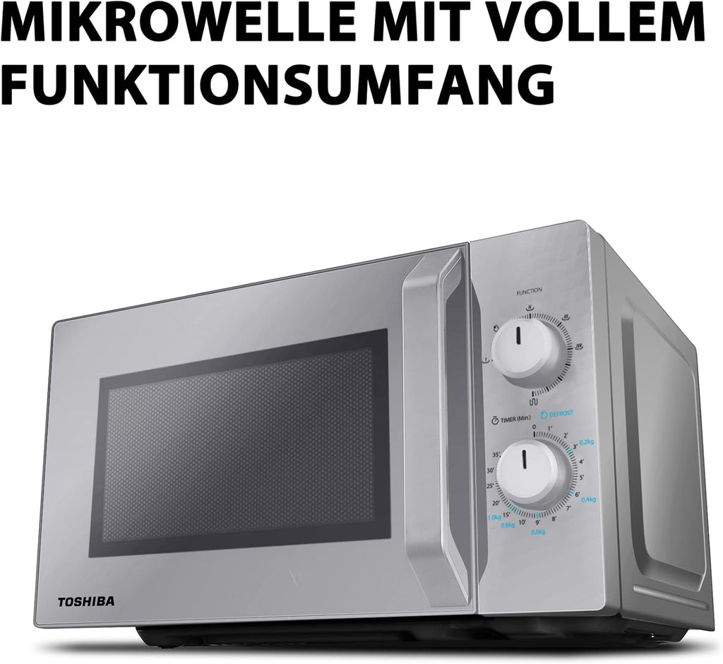 Forno a microonde a libera installazione Toshiba MW2-MM20PF(BK) / microonde singolo / 20L / 800W / 5 livelli di potenza con pratica funzione di scongelamento/illuminazione interna a LED/Nero