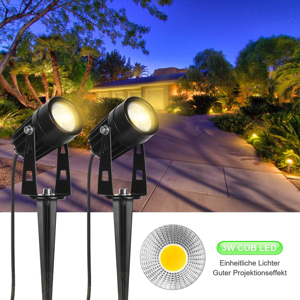 AIMHEIM 12er-Set Gartenstrahler LED Warmweiß, 3W Gartenleuchte Garten Beleuchtung mit Stecker, Schwenkbar Außen-Strahler Aussenbeleuchtung Erdspieß IP65 Wasserdicht für Baum, Pflanzen, Teich