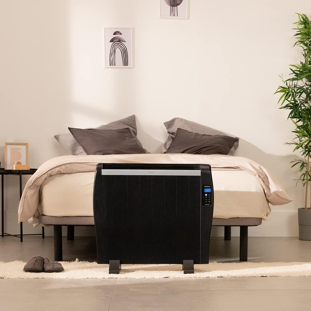Cecotec Radiatore a olio con telecomando ReadyWarm 2500 Thermal. 1800 W, 12 elementi in alluminio, schermo LCD, 3 modalità di riscaldamento, timer, design sottile, protezione contro il surriscaldamento Overprotect System