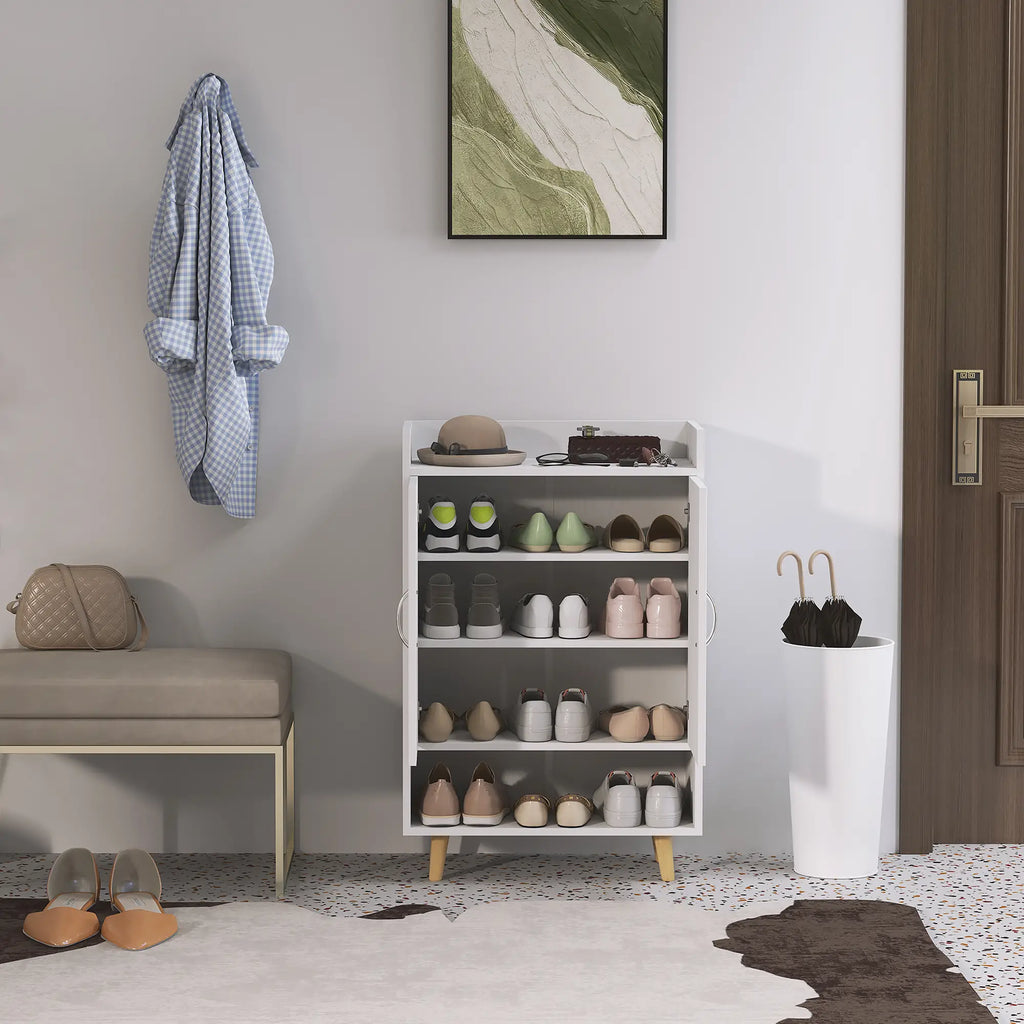 HOMCOM Schuhschrank mit viel Stauraum und kippsicherem Design Weiß