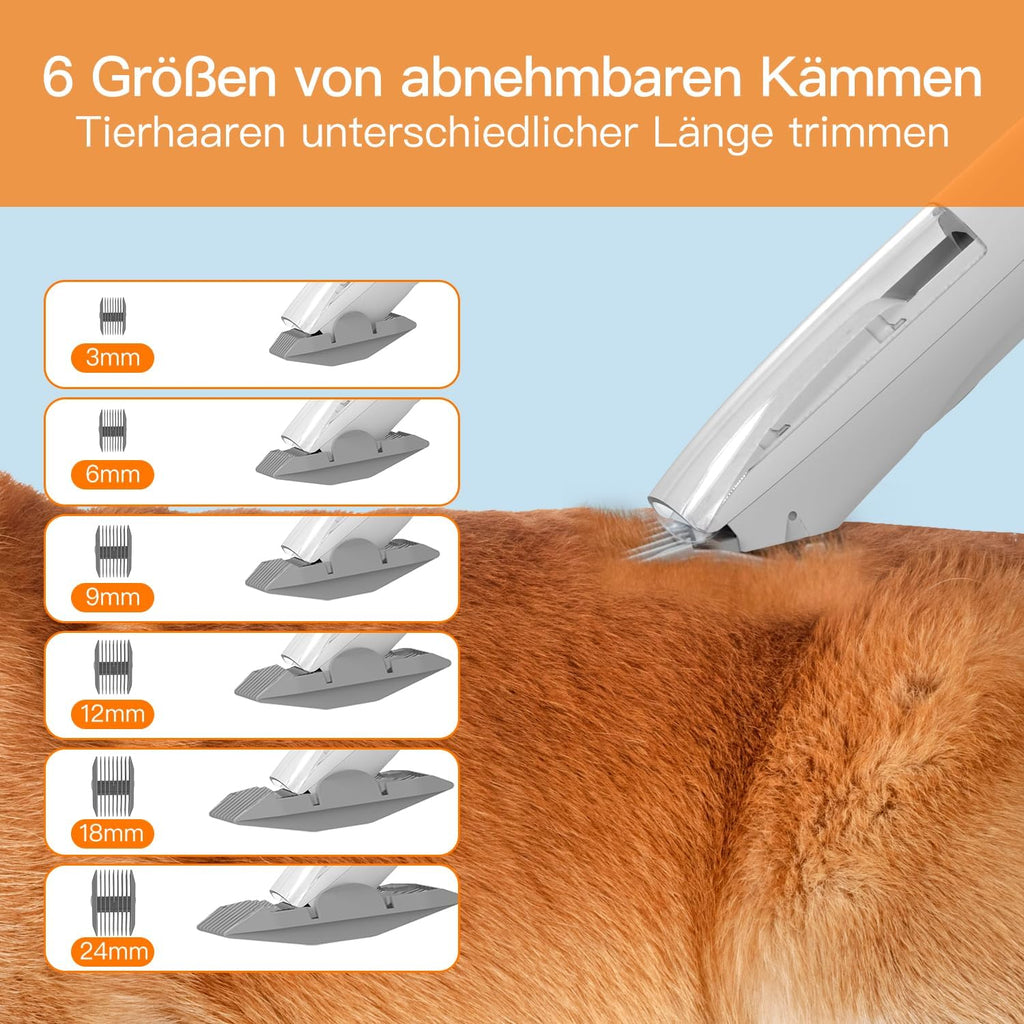 AIRROBO PG100 Hundeschermaschine mit Staubsauger, Profi Haustierpflegeset mit 12000 Pa Saugkraft, leise Schermaschine für Hunde Katzen, Tierhaarentferner mit 5 Pflegewerkzeugen, 2L Staubbehlter
