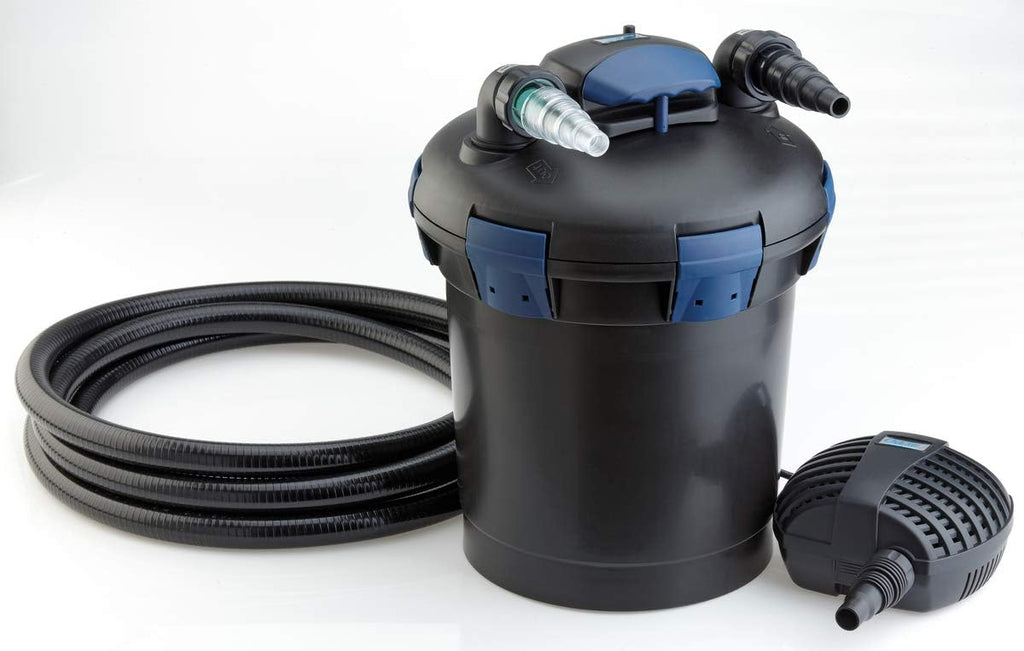 OASE 50499 Filtro a pressione BioPress Set 4000, Set filtro per laghetto per una rapida ed efficace eliminazione delle alghe, Set completo con pompa filtro e chiarificatore UVC