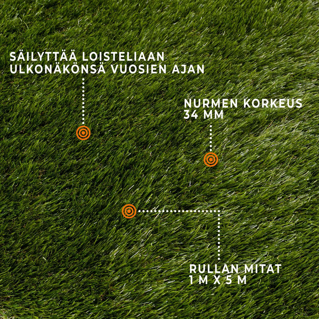 Fornorth Kunstrasen Natur 34 mm, Rolle 1 x 5 m