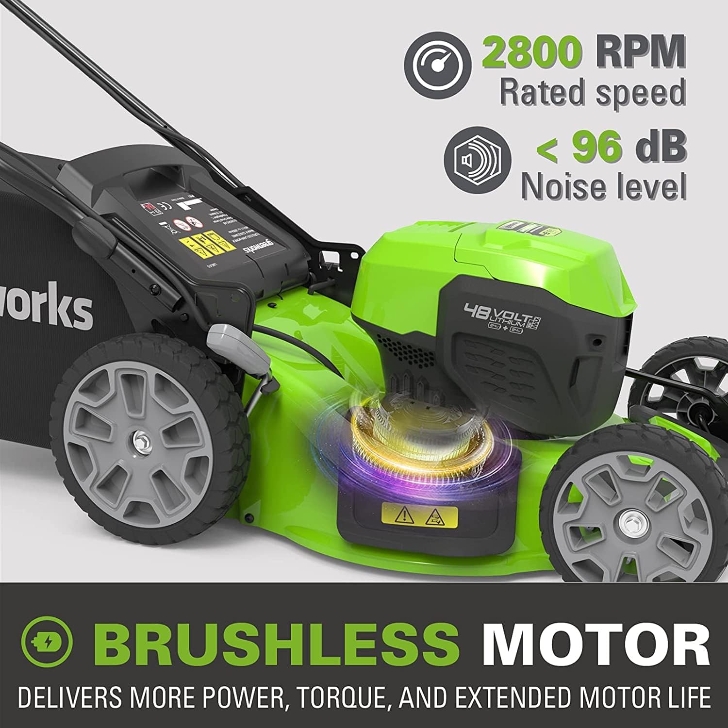 Greenworks 48V (2x24V) Selbstfahrender Akku Rasenmäher für große Flächen bis zu 480m², 46cm Schnittbreite, 55L Sack PLUS zwei 4Ah-Akkus und Doppelladegerät GD24X2LM46SPK4X