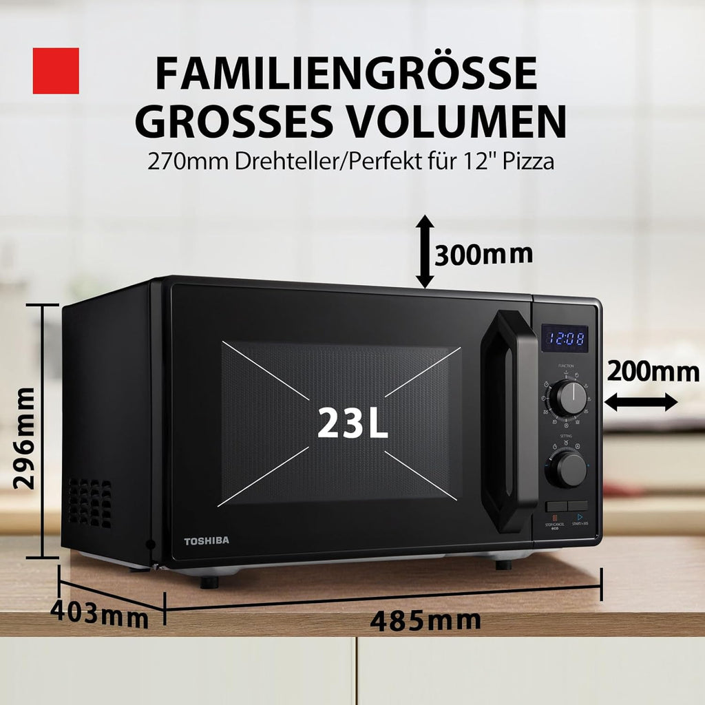 Forno a microonde a libera installazione Toshiba MW2-MM20PF(BK) / microonde singolo / 20L / 800W / 5 livelli di potenza con pratica funzione di scongelamento/illuminazione interna a LED/Nero