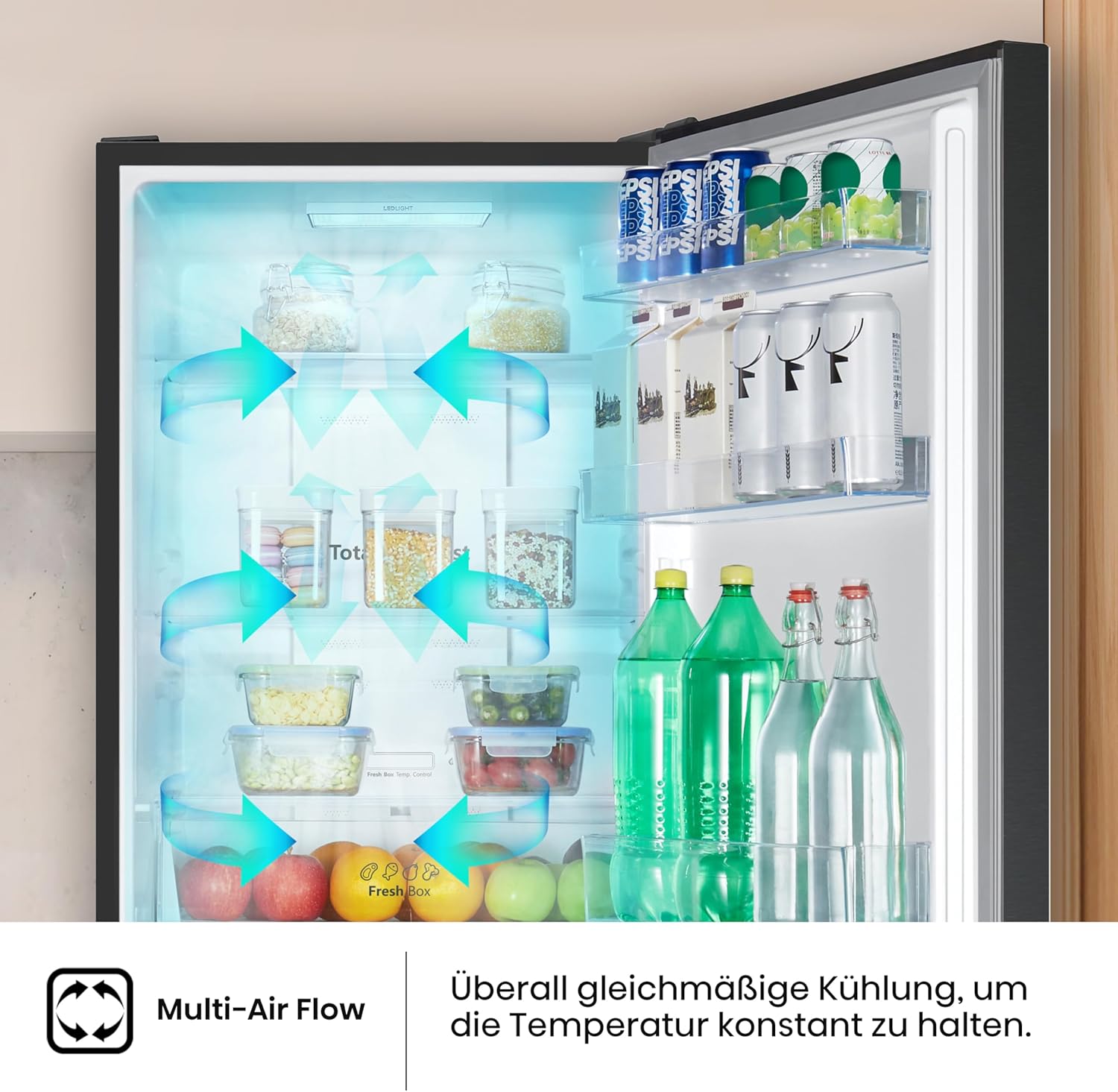 Hisense RB327N4ADD Frigorifero Combinato, Classe Energetica D, Total NoFrost, Porta Reversibile, Griglia Portabottiglie, Vano Frigo 171 Litri, Vano Congelatore 85 Litri, Look Acciaio Inox