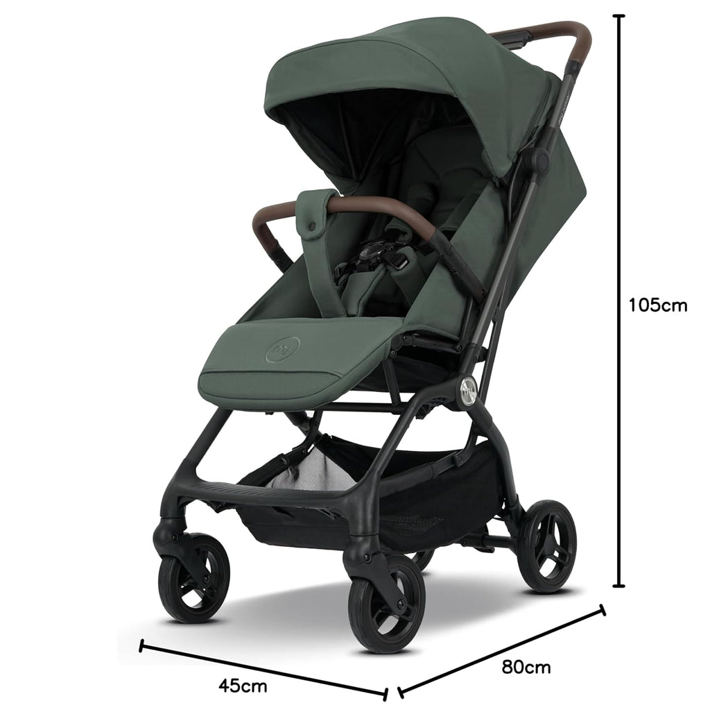 my junior® Buggy PICO³ | bis 22kg | Einhand AutoFold-Klappmechanismus | Ergonomische Liegeposition nach IGR e.V. | großes Sonnenverdeck UV50+ | Handgepäckmaß | 2 Belüftungsfenster Hazel - Black