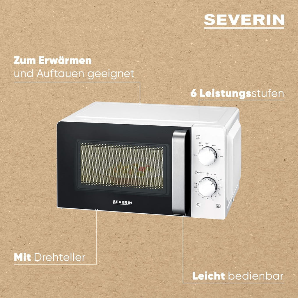 SEVERIN Forno a microonde Solo, Forno a microonde per scongelare e riscaldare, Microonde con piatto girevole per una distribuzione uniforme del calore, nero, MW 7886