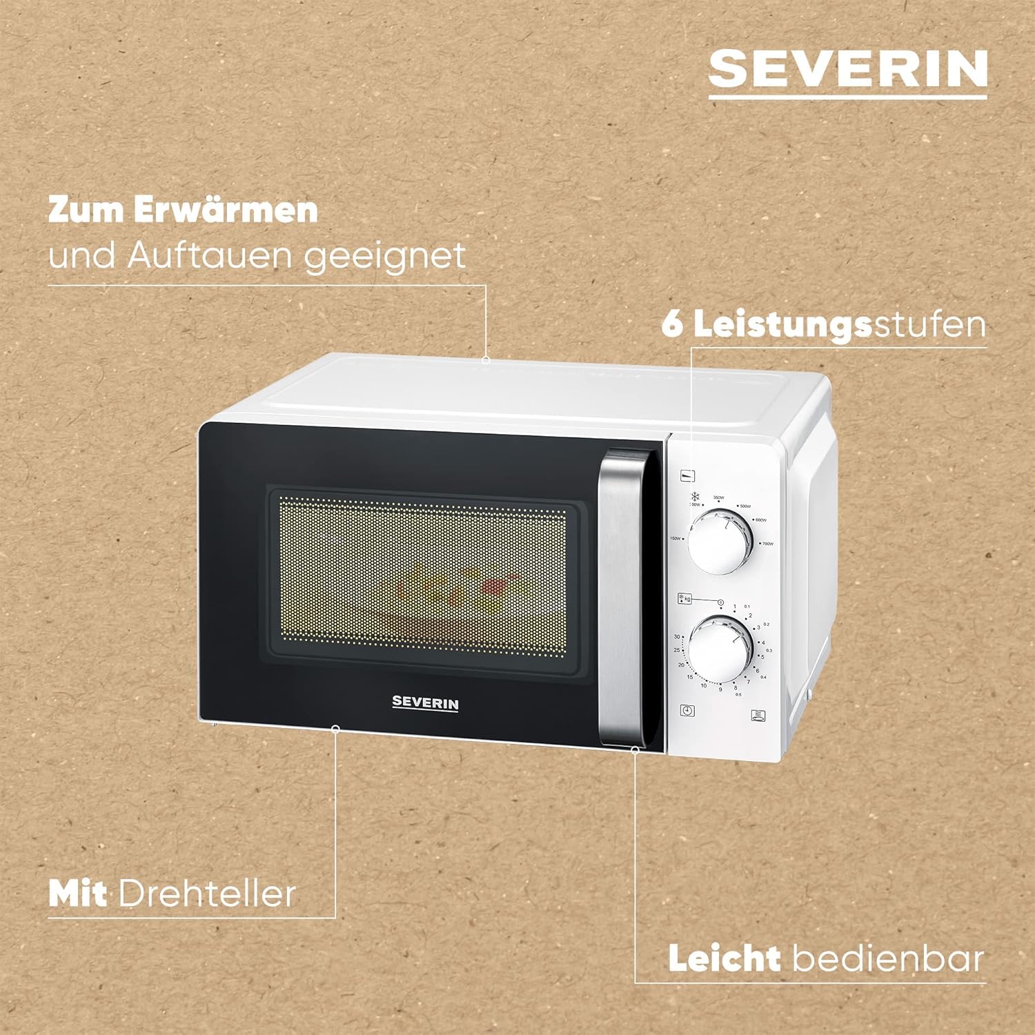 SEVERIN Forno a microonde Solo, Forno a microonde per scongelare e riscaldare, Microonde con piatto girevole per una distribuzione uniforme del calore, nero, MW 7886