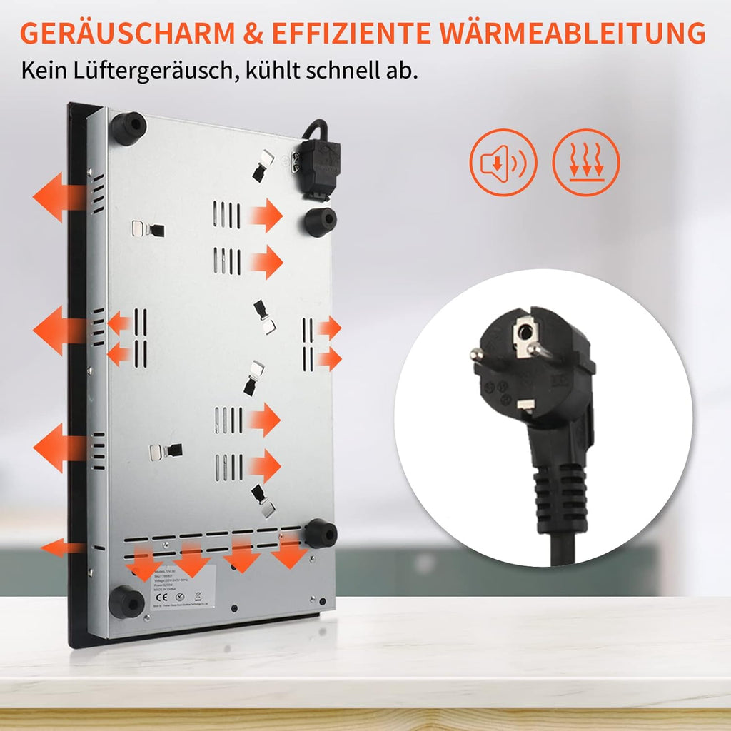 IsEasy 4 Zonen Einbau Induktionskochfeld mit 9 Leistungsstufen &1-99Min Timer, Boost-Funktion, Induktionskochplatte, Induktion Herdplatte mit 4 Platten, 60cm, 6800W, Schwarz