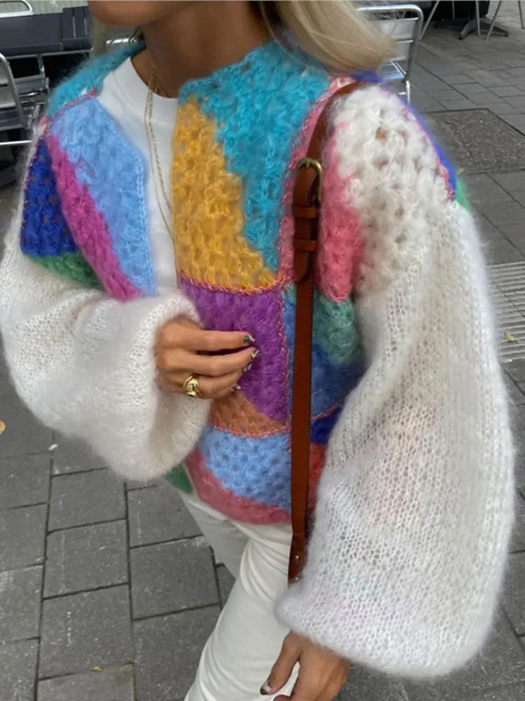 Lozenda - Lssiger Multicolor-Strickpullover für Frauen
