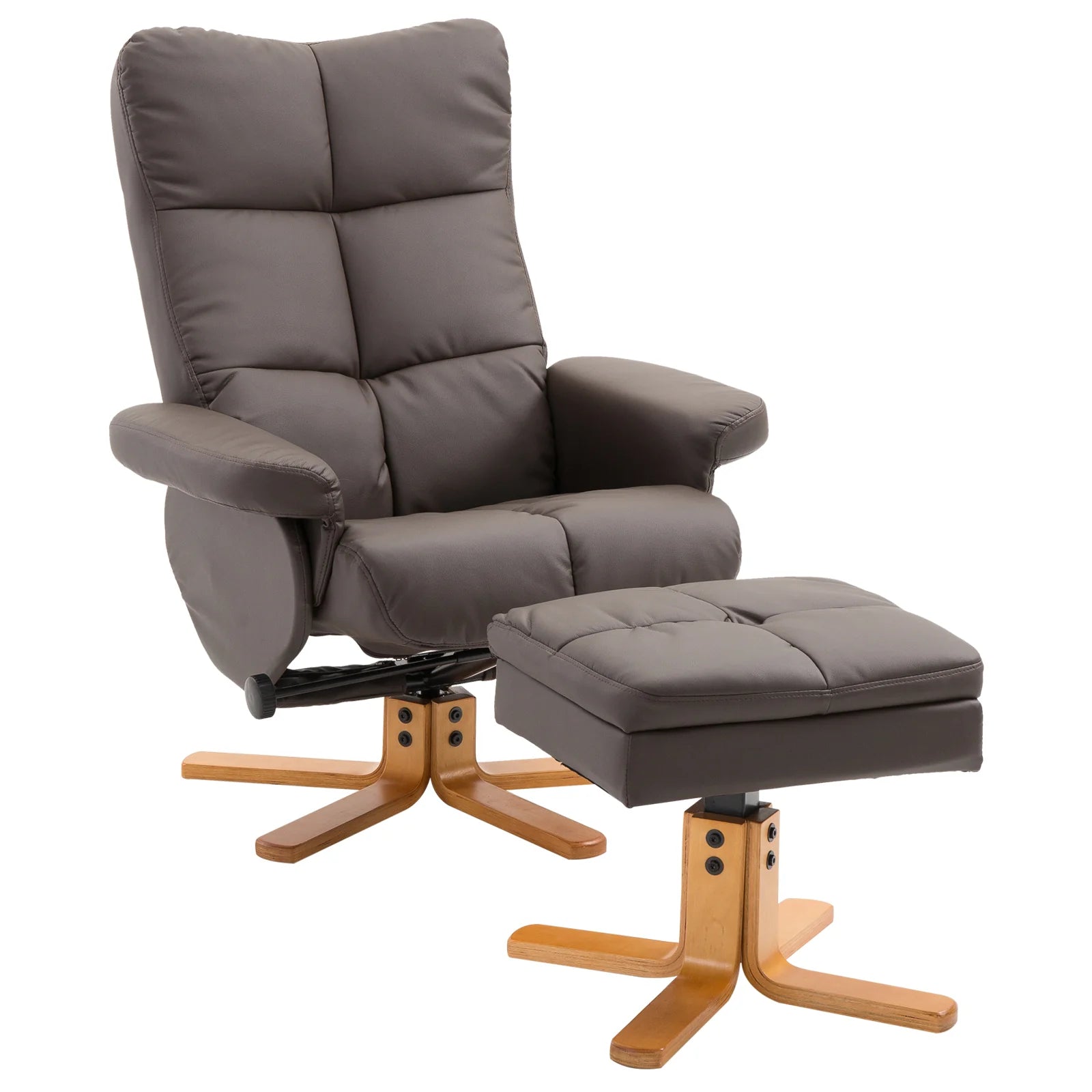 Poltrona Relax HOMCOM con Sgabello Contenitore, Girevole a 360°, Marrone