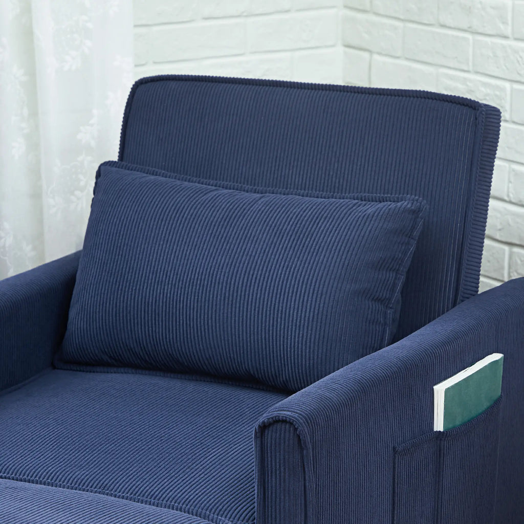 HOMCOM Schlafsessel Klappbett 3in1 verstellbar mit Rollen Blau