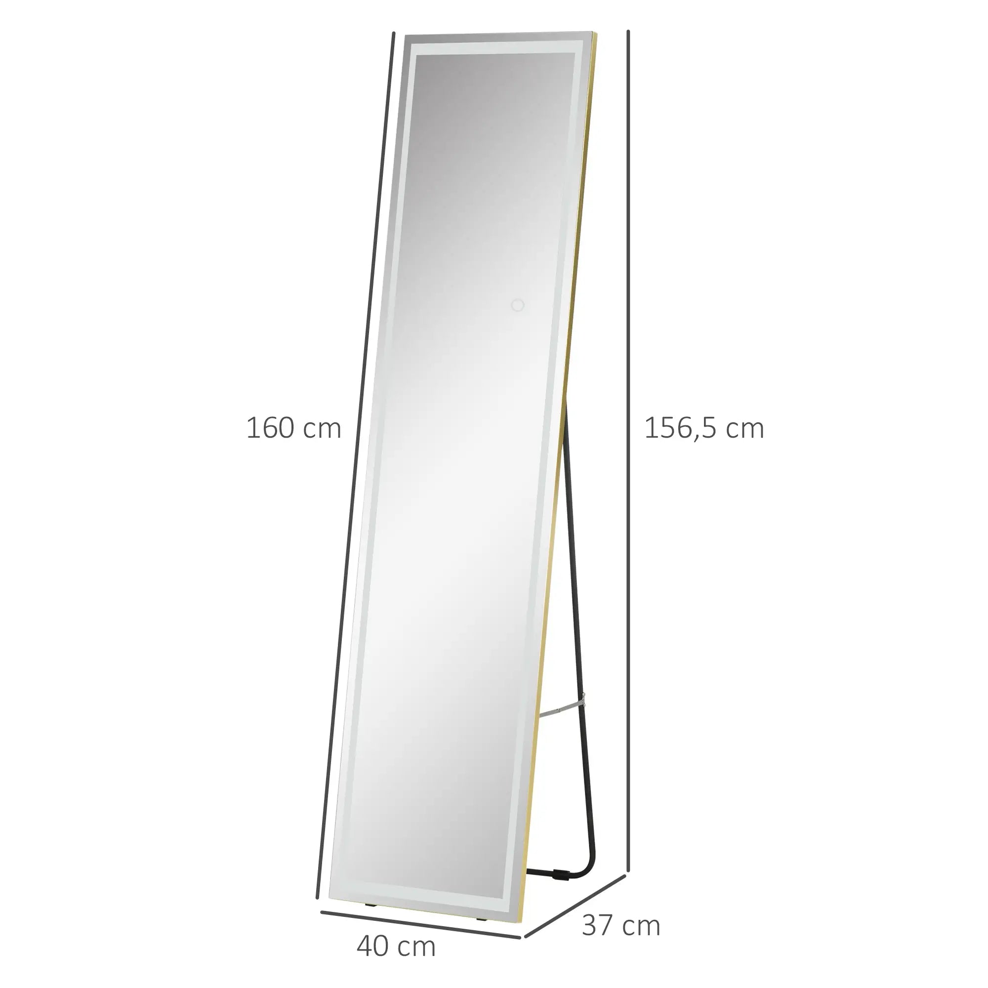 HOMCOM Specchio da Terra LED Dimmerabile 3 Colori Luce da Parete