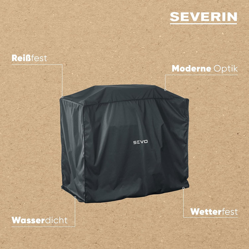 SEVERIN Grillabdeckung SEVO GTS für SEVERIN SEVO (SMART CONTROL) GTS, Grill Abdeckhaube aus wasserdichtem 600D Oxford-Gewebe, robuste Grillhaube gegen Witterung, schwarz, ZB 8128, 10.6