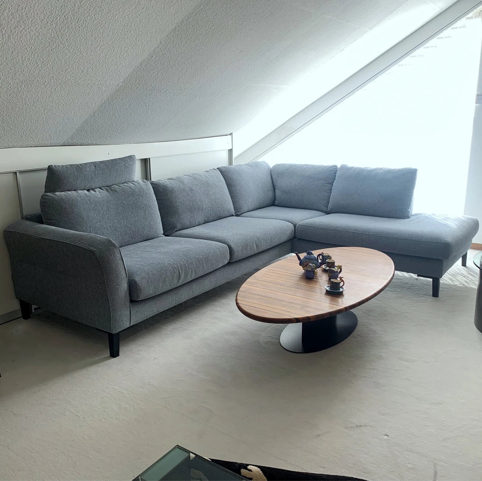 Divano angolare espositivo Sits Anja, azzurro, 293 x 221 cm, rivestimento sfoderabile