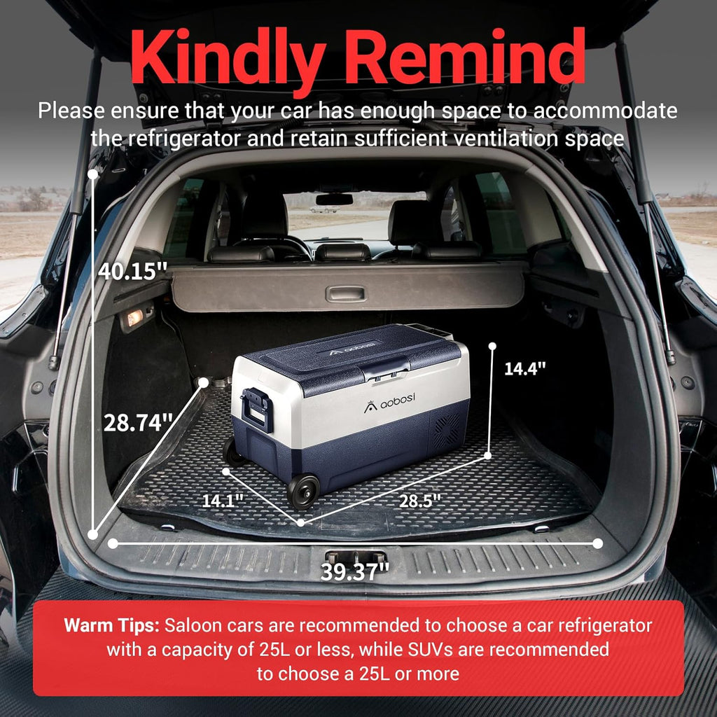 AAOBOSI Frigo Box a Compressore 36 L, Frigo Portatile per Auto con Controllo App WiFi, 12/24 V e 100-240 V, fino a -20 °C per Auto, Camion, Barca, Camper, Campeggio, Doppia Zona