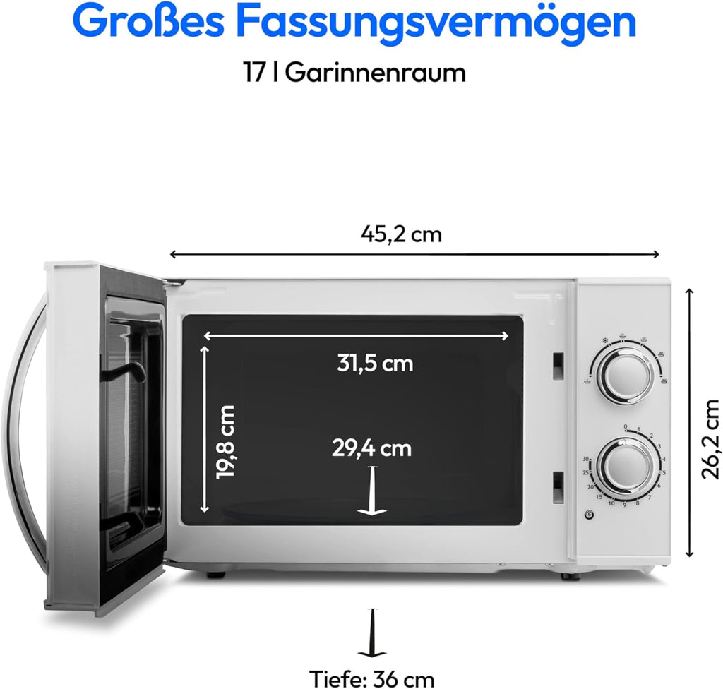 MEDION Mikrowelle, ca. 700 Watt Leistung, ca. 17 Liter Kapazitt, 6 Stufen, Auftaufunktion, MD 15644, schwarz/silber