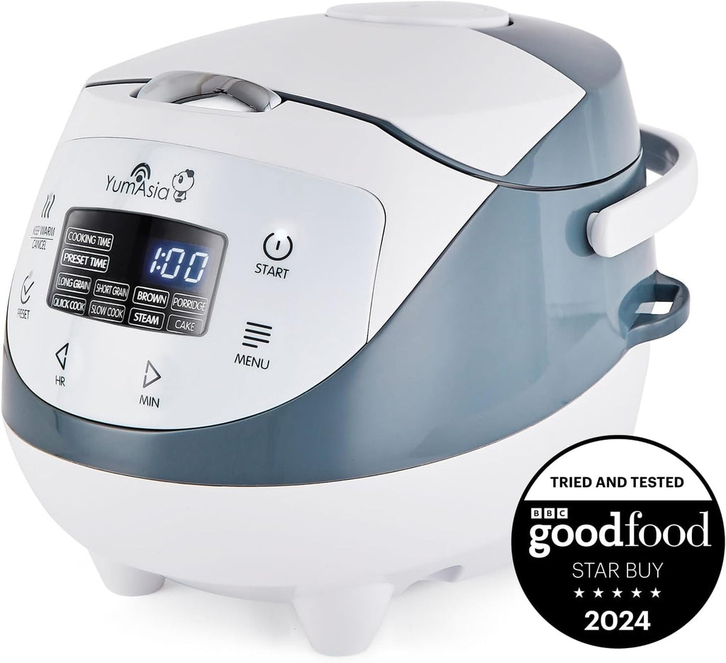 Yum Asia Panda Mini-Reiskocher mit Ninja-Keramikschüssel und Advanced Fuzzy Logic (3,5 Tassen, 0,63 Liter) 4 Reisfunktionen, 4 Multicooker-Funktion, 220–240V