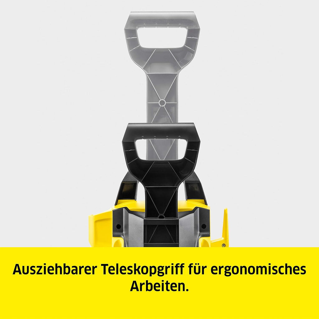 Idropulitrice Kärcher K Mini, leggera e compatta, pressione: max. 110 bar, portata: 360 l/h, superficie: 20 m²/h, peso: 3,93 kg, pistola ad alta pressione, ugello rotante mangia-sporco, lancia, filtro dell'acqua, nero, giallo
